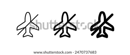 Editable vector airplane mode off icon. Black, line style, transparent white background. Part of a big icon set family. Perfect for web and app interfaces, presentations, infographics, etc