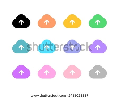 Editable vector cloud upload icon. Black, line style, transparent white background. Part of a big icon set family. Perfect for web and app interfaces, presentations, infographics, etc