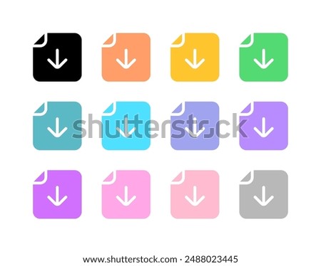Editable vector download file icon. Black, line style, transparent white background. Part of a big icon set family. Perfect for web and app interfaces, presentations, infographics, etc