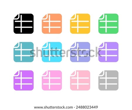 Editable vector spreadsheet file icon. Black, line style, transparent white background. Part of a big icon set family. Perfect for web and app interfaces, presentations, infographics, etc