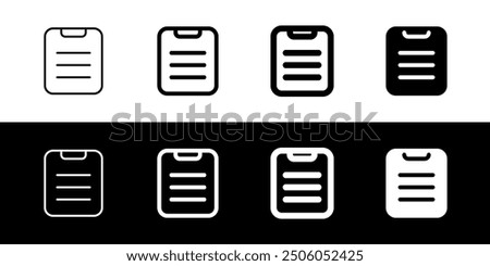 Editable vector file clipboard paste icon. Black, line style, transparent white background. Part of a big icon set family. Perfect for web and app interfaces, presentations, infographics, etc