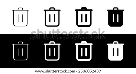 Editable vector delete trash recycle bin icon. Black, line style, transparent white background. Part of a big icon set family. Perfect for web and app interfaces, presentations, infographics, etc