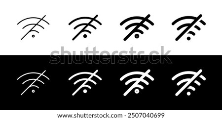 Editable vector no wifi access signal icon. Black, line style, transparent white background. Part of a big icon set family. Perfect for web and app interfaces, presentations, infographics, etc