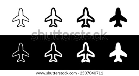 Editable vector airplane mode on icon. Black, line style, transparent white background. Part of a big icon set family. Perfect for web and app interfaces, presentations, infographics, etc