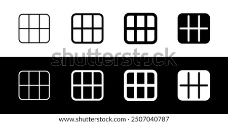 Editable vector table grid view icon. Black, line style, transparent white background. Part of a big icon set family. Perfect for web and app interfaces, presentations, infographics, etc