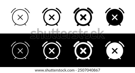 Editable vector turn off, close, delete alarm icon. Black, line style, transparent white background. Part of a big icon set family. Perfect for web and app interfaces, presentations, infographics, etc