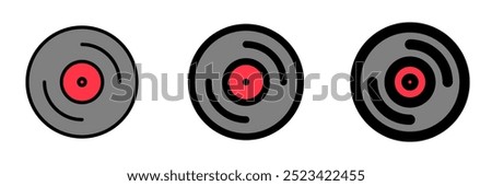 Editable vector music album vinyl icon. Black, transparent white background. Part of a big icon set family. Perfect for web and app interfaces, presentations, infographics, etc