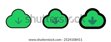 Editable vector cloud download icon. Black, line style, transparent white background. Part of a big icon set family. Perfect for web and app interfaces, presentations, infographics, etc