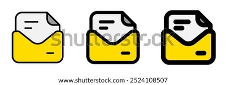 Editable vector open mail letter icon. Black, line style, transparent white background. Part of a big icon set family. Perfect for web and app interfaces, presentations, infographics, etc