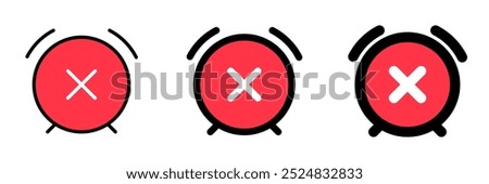 Editable vector turn off, close, delete alarm icon. Black, line style, transparent white background. Part of a big icon set family. Perfect for web and app interfaces, presentations, infographics, etc