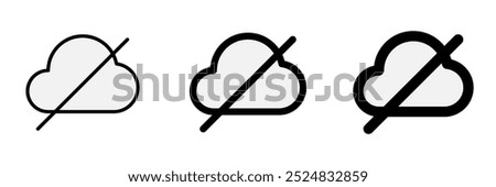 Editable vector no cloud connection icon. Black, line style, transparent white background. Part of a big icon set family. Perfect for web and app interfaces, presentations, infographics, etc