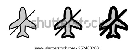 Editable vector airplane mode off icon. Black, line style, transparent white background. Part of a big icon set family. Perfect for web and app interfaces, presentations, infographics, etc