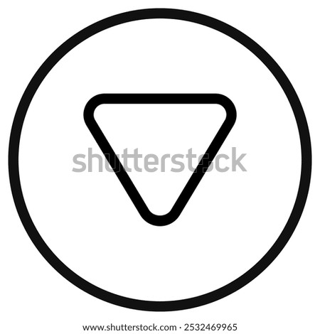 Editable vector down triangle arrow icon. Black, transparent white background. Part of a big icon set family. Perfect for web and app interfaces, presentations, infographics, etc