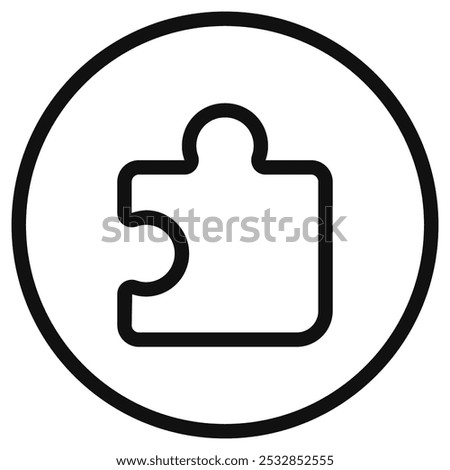 Editable vector puzzle piece plugin icon. Black, line style, transparent white background. Part of a big icon set family. Perfect for web and app interfaces, presentations, infographics, etc