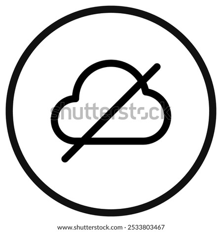 Editable vector no cloud connection icon. Black, line style, transparent white background. Part of a big icon set family. Perfect for web and app interfaces, presentations, infographics, etc