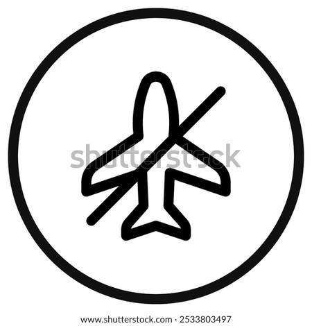 Editable vector airplane mode off icon. Black, line style, transparent white background. Part of a big icon set family. Perfect for web and app interfaces, presentations, infographics, etc