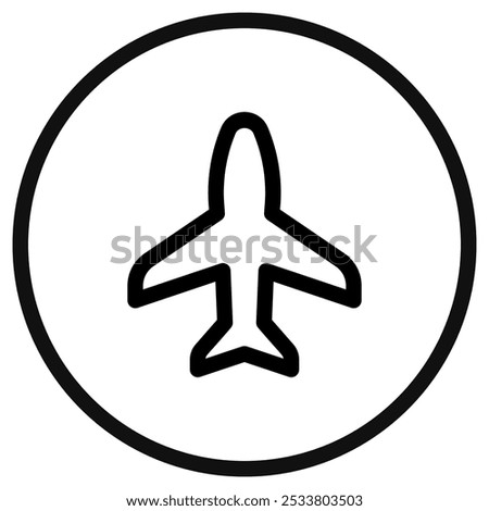 Editable vector airplane mode on icon. Black, line style, transparent white background. Part of a big icon set family. Perfect for web and app interfaces, presentations, infographics, etc