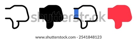 Editable vector dislike thumb reaction icon. Black, line style, transparent white background. Part of a big icon set family. Perfect for web and app interfaces, presentations, infographics, etc