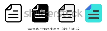 Editable vector file document icon. Black, line style, transparent white background. Part of a big icon set family. Perfect for web and app interfaces, presentations, infographics, etc