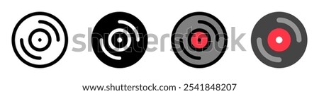 Editable vector music album vinyl icon. Black, transparent white background. Part of a big icon set family. Perfect for web and app interfaces, presentations, infographics, etc