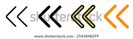 Vector double arrow chevron left icon. Perfect for app and web interfaces, infographics, presentations, marketing, etc.