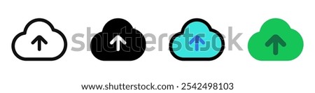 Editable vector cloud upload icon. Black, line style, transparent white background. Part of a big icon set family. Perfect for web and app interfaces, presentations, infographics, etc