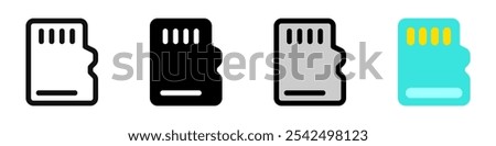 Editable vector memory card icon. Black, line style, transparent white background. Part of a big icon set family. Perfect for web and app interfaces, presentations, infographics, etc