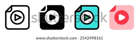 Editable vector media file icon. Black, line style, transparent white background. Part of a big icon set family. Perfect for web and app interfaces, presentations, infographics, etc