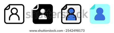 Editable vector user contact file icon. Black, line style, transparent white background. Part of a big icon set family. Perfect for web and app interfaces, presentations, infographics, etc