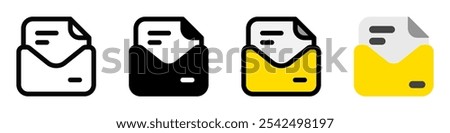 Editable vector open mail letter icon. Black, line style, transparent white background. Part of a big icon set family. Perfect for web and app interfaces, presentations, infographics, etc