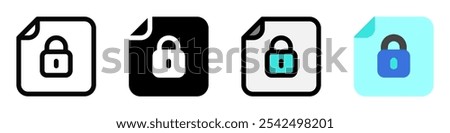 Editable vector password protected file icon. Black, line style, transparent white background. Part of a big icon set family. Perfect for web and app interfaces, presentations, infographics, etc