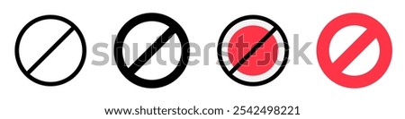 Editable vector stop prohibitions block icon. Black, line style, transparent white background. Part of a big icon set family. Perfect for web and app interfaces, presentations, infographics, etc