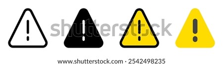 Editable vector alert warning danger triangle icon. Black, line style, transparent white background. Part of a big icon set family. Perfect for web and app interfaces, presentations, infographics, etc