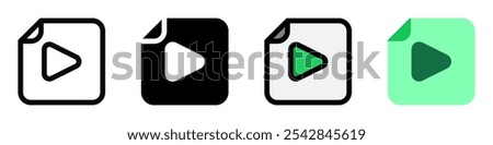 Editable vector multimedia file icon. Black, line style, transparent white background. Part of a big icon set family. Perfect for web and app interfaces, presentations, infographics, etc