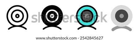 Editable vector webcam desktop camera icon. Black, line style, transparent white background. Part of a big icon set family. Perfect for web and app interfaces, presentations, infographics, etc