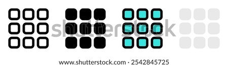 Editable vector grid menu icon. Black, line style, transparent white background. Part of a big icon set family. Perfect for web and app interfaces, presentations, infographics, etc