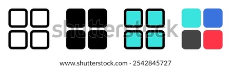 Editable vector square grid icon. Black, line style, transparent white background. Part of a big icon set family. Perfect for web and app interfaces, presentations, infographics, etc