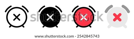 Editable vector turn off, close, delete alarm icon. Black, line style, transparent white background. Part of a big icon set family. Perfect for web and app interfaces, presentations, infographics, etc