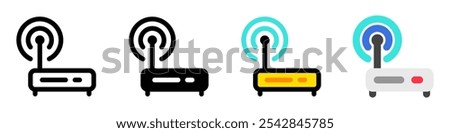 Editable vector wifi router icon. Black, line style, transparent white background. Part of a big icon set family. Perfect for web and app interfaces, presentations, infographics, etc