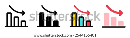 Editable bar chart, investment loss vector icon. Part of a big icon set family. Perfect for web and app interfaces, presentations, infographics, etc