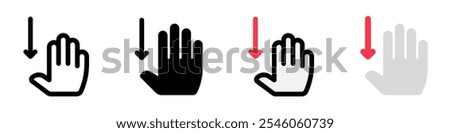 Editable four fingers swipe down vector icon. Part of a big icon set family. Perfect for web and app interfaces, presentations, infographics, etc