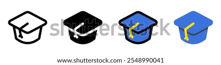 Editable mortarboard hat, cap vector icon. Education, college, graduation. Part of a big icon set family. Perfect for web and app interfaces, presentations, infographics, etc