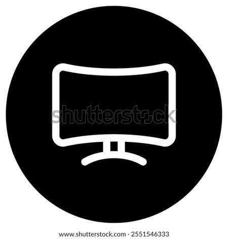 Editable vector blank curved monitor screen icon. Black, line style, transparent white background. Part of a big icon set family. Perfect for web and app interfaces, presentations, infographics, etc