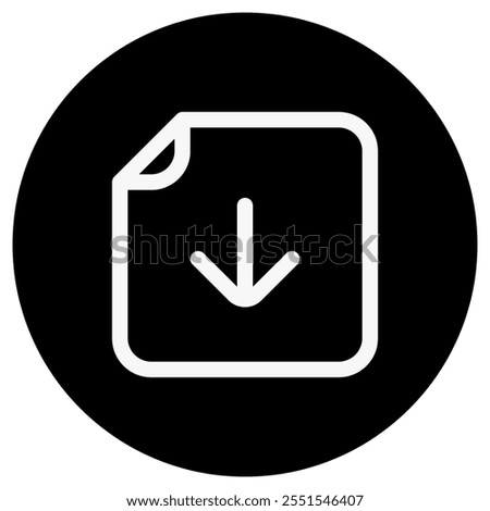 Editable vector download file icon. Black, line style, transparent white background. Part of a big icon set family. Perfect for web and app interfaces, presentations, infographics, etc