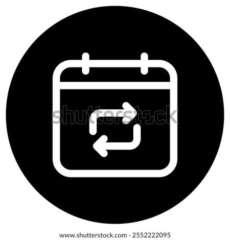 Editable vector repeat calendar event icon. Black, line style, transparent white background. Part of a big icon set family. Perfect for web and app interfaces, presentations, infographics, etc