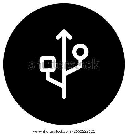 Editable vector usb connection icon. Black, line style, transparent white background. Part of a big icon set family. Perfect for web and app interfaces, presentations, infographics, etc