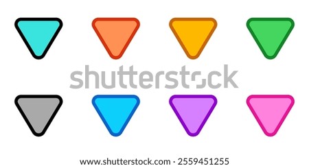 Editable vector down triangle arrow icon. Black, transparent white background. Part of a big icon set family. Perfect for web and app interfaces, presentations, infographics, etc