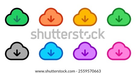 Editable vector cloud download icon. Black, line style, transparent white background. Part of a big icon set family. Perfect for web and app interfaces, presentations, infographics, etc