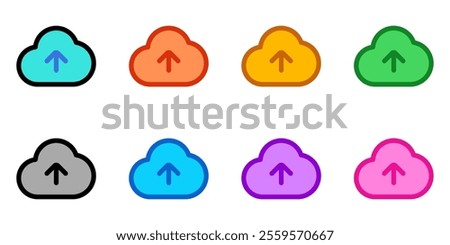 Editable vector cloud upload icon. Black, line style, transparent white background. Part of a big icon set family. Perfect for web and app interfaces, presentations, infographics, etc