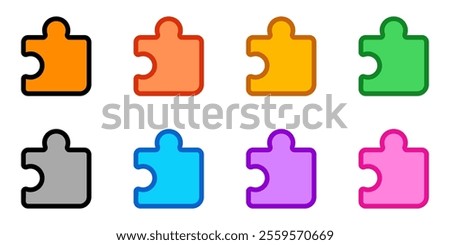 Editable vector puzzle piece plugin icon. Black, line style, transparent white background. Part of a big icon set family. Perfect for web and app interfaces, presentations, infographics, etc